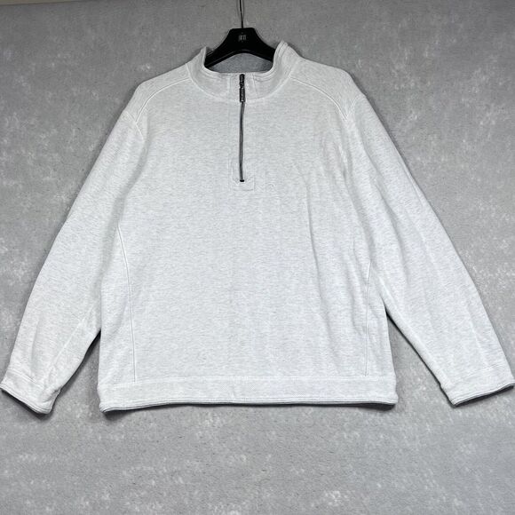 Tommy Bahama Sweatshirt Mens X-Large Beige/Gray Reversible Half Zip Pullover - Picture 1 of 13